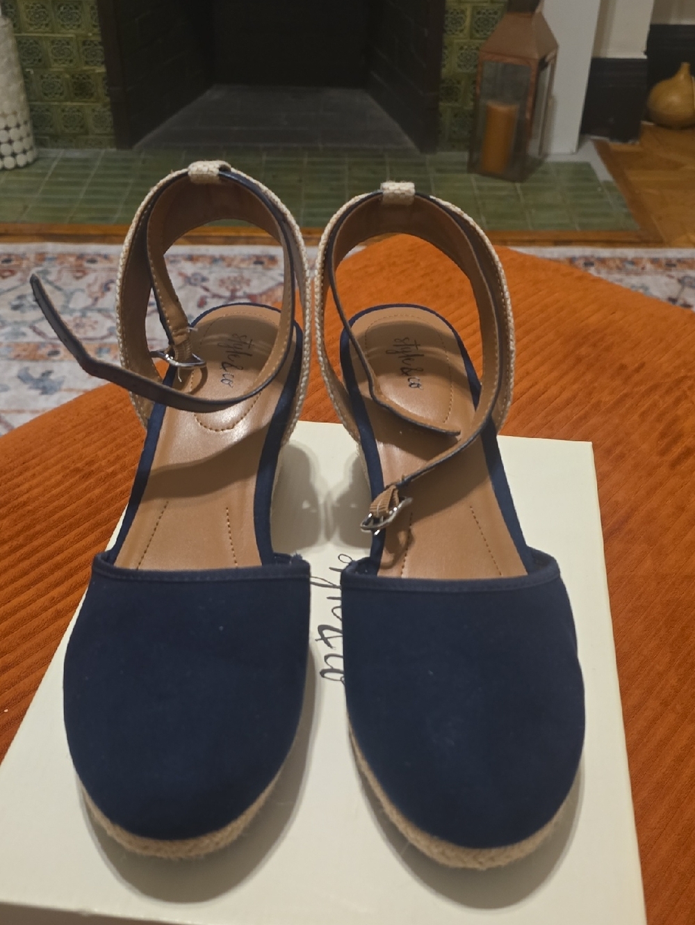 Style & Co. Navy Espadrille Ankle-Strap Flats